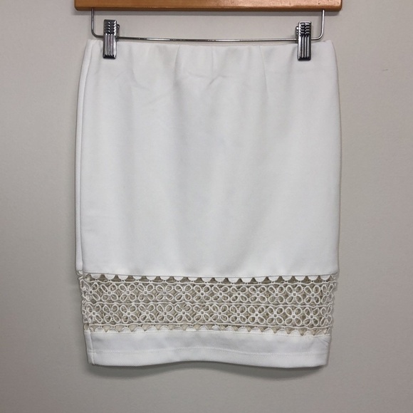Sabo Skirt‎ Pencil Mini Skirt White Eyelet XS - Picture 3 of 6